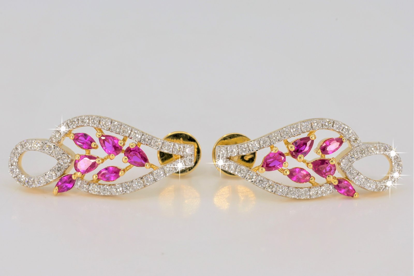 Secondary Gold bracelet with pink leaf alternate view